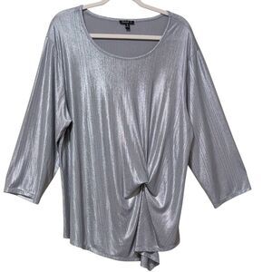Sami & Jo silver metallic top knotted ruched event plus shine holiday size 2X